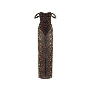Alex Perry Women Leopard-Print Stretch Mesh Long Column Dress